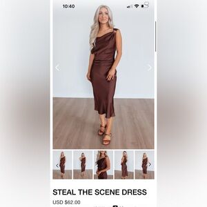 Steal The Scene Satin Midi Dress - burgundy color